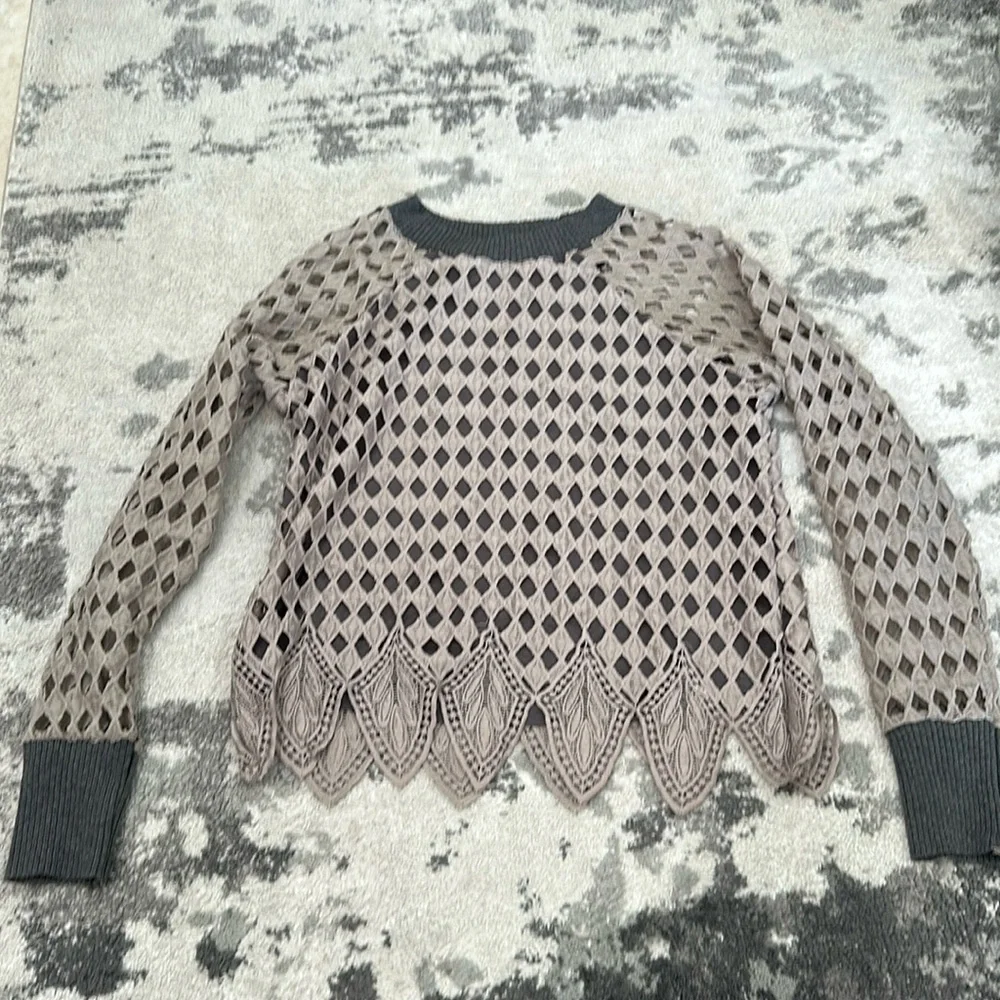 Zara Gray lace knit open sweater